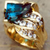 14k Gold Ring with Fancy Cut Indicolite & Blue Sapphires