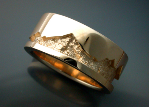14k Gold Wedding Band With Rock Texture Metamorphosis Jewelry Design