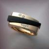 14k Gold with Black Jade & Diamond Ring
