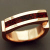 14k Rose Gold Ring with Dinosaur Bone Inlaid