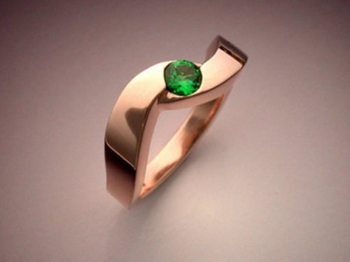 14k Rose Gold Ring with Tsavorite Garnet