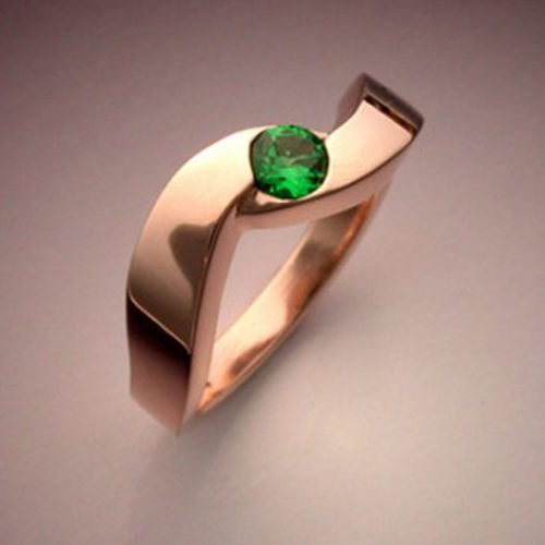 14k Rose Gold Ring with Tsavorite Garnet