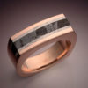 18k rose gold ring with Huckitta and Gibeon Meteorite Inlays