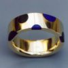 14k Gold Ring Inlaid with Black Jade and Lapis