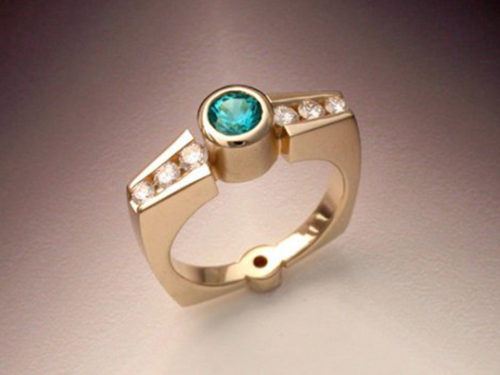 Blue Zircon & Hidden Diamond Ring