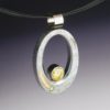 Comet Ison Pendant in Gibeon Meteorite with Yellow and Green Diamonds