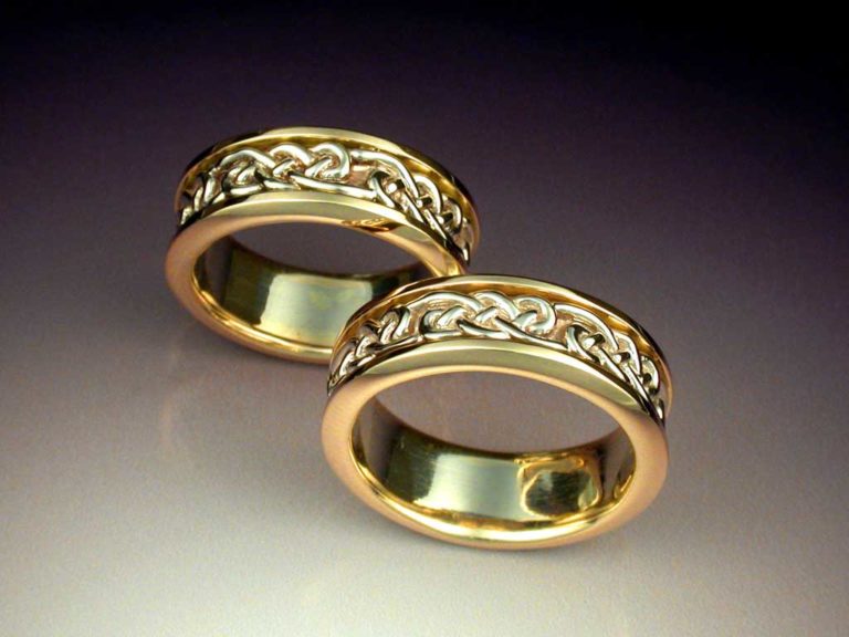 14k White & Yellow Gold Celtic Knot Wedding Ring - Metamorphosis