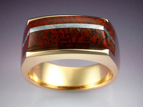 14k Gold Laminated Dinosaur Bone Ring