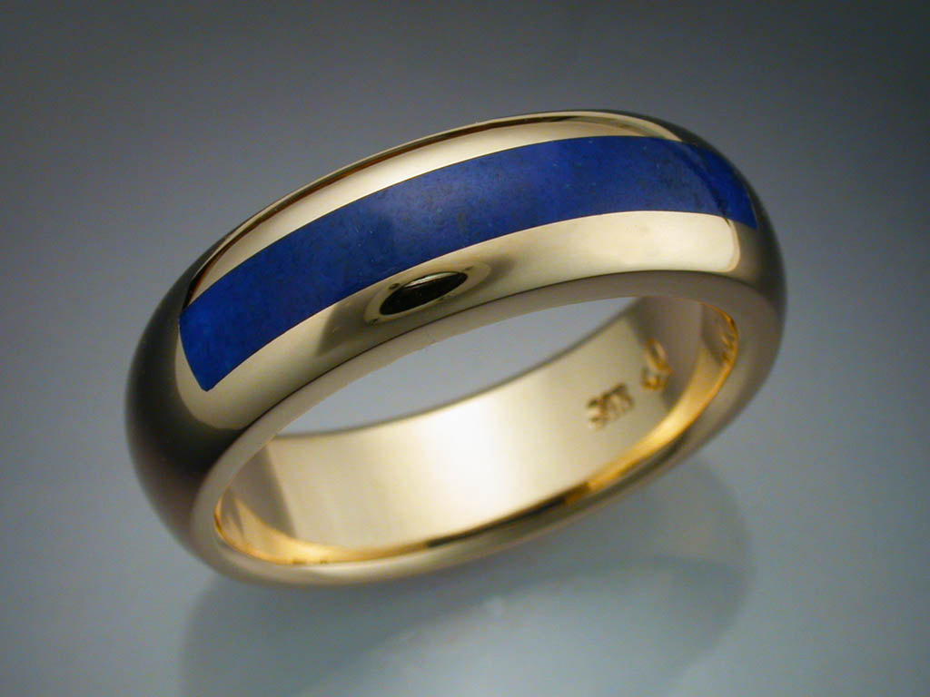 14k Gold Lapis Inlaid Man’s Ring