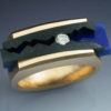 14k Gold Ring with Black Jade, Lapis, & Diamond