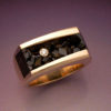 14k Gold Ring with Diamond & Melanite Garnet