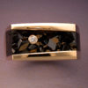 14k Gold Ring with Diamond & Melanite Garnet