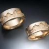 14k Gold Wedding Band with Rock Texture