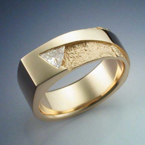 14k Gold with Trillion Cut Diamond Ring