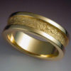 14k Gold Wedding Band with Rock Texture