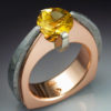 14k Rose Gold Ring with Heliodor & Gibeon Meteorite