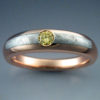 14k Rose Gold Ring with Meteorite & Fancy Colored Diamond