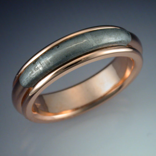 14k Rose Gold Wedding Ring with Gibeon Meteorite