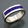 14k White Gold Band with Lapis Inlay