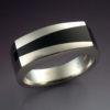 14k White Gold Black Jade Inlaid Ring