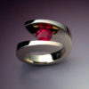 14k White Gold Ring with Red Spinel