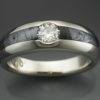 14k White Gold Ring with Huckitta Meteorite & Diamond