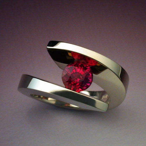 14k White Gold Ring with Red Spinel