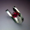 14k White Gold Ring with Red Spinel