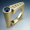 18k Gold Contemporary Sapphire & Diamond Ring