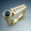 18k Gold Contemporary Sapphire & Diamond Ring