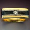 18k Gold & Diamond Ring with Gibeon & Huckitta Meteorite