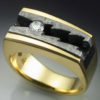 18k Gold Man’s Ring with Diamond & Meteorite