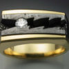 18k Gold Man’s Ring with Diamond & Meteorite