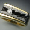 18k Gold Man’s Ring with Diamond & Meteorite