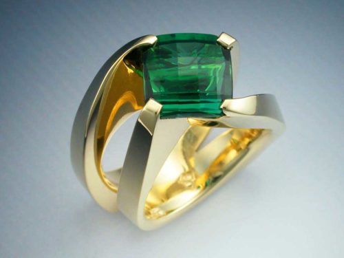 18k gold green tourmaline