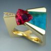 18k Gold, Pink Tourmaline, Diamond & Chrysocolla ring