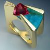 18k Gold, Pink Tourmaline, Diamond & Chrysocolla ring