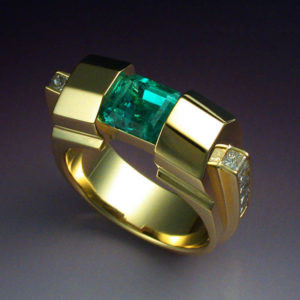 18k Gold Ring with Opposed Bar Cut Tourmaline - Metamorphosis Jewelry ...