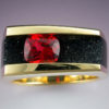 18k Gold Ring with Red Spinel & Black Druse