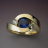 18k Gold Ring with Sapphire & Diamonds