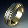 18k Gold Four Planets Ring with Meteorite & Gemstones
