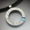 Tension Set Blue Diamond & Gibeon Meteorite Pendant