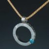 Tension Set Blue Diamond & Gibeon Meteorite Pendant