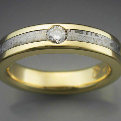 Meteorite & Diamond Ring