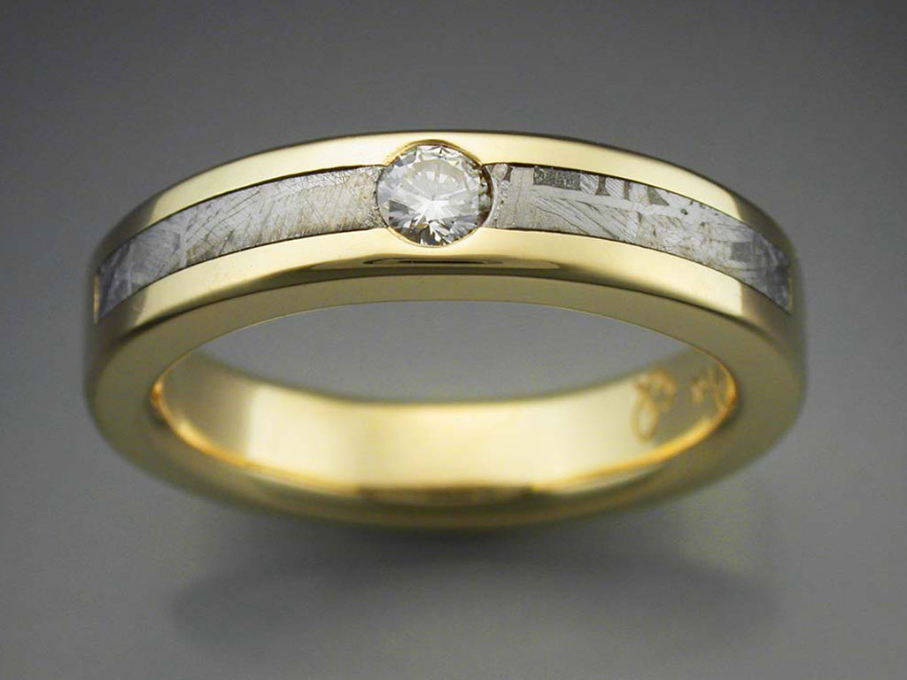 Meteorite & Diamond Ring