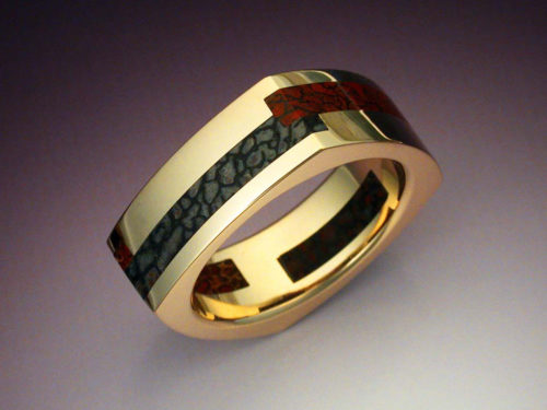 Multi-Inlay Gem Dinosaur Bone Ring