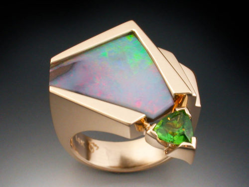 One of a kind Opal & Tourmaline Ring