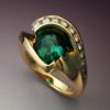 Pear Shaped Green Tourmaline & Diamond ring