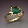 Pear Shaped Green Tourmaline & Diamond ring