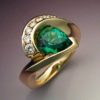 Pear Shaped Green Tourmaline & Diamond ring